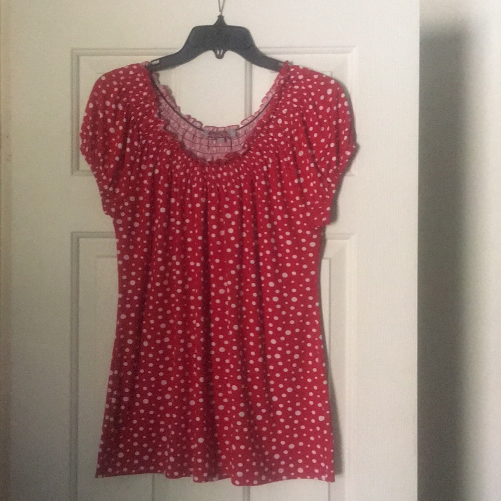 Red & white polka dot stretchy top